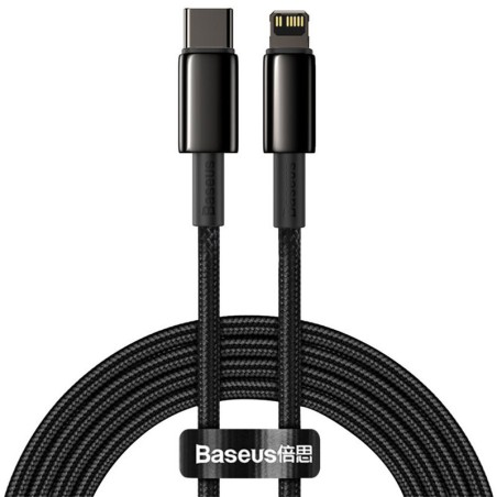 CABLU alimentare si date Baseus Tungsten Gold,Fast Charging Data Cable pt smartphone,USB Type-C la Lightning 20W,braided,1m,rezi