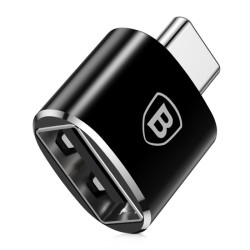 ADAPTOR Baseus Mini OTG, USB 2.0(M) la USB Type-C(T), corp metalic, negru "CATOTG-01" (timbru verde 0.18 lei) - 6953156263512