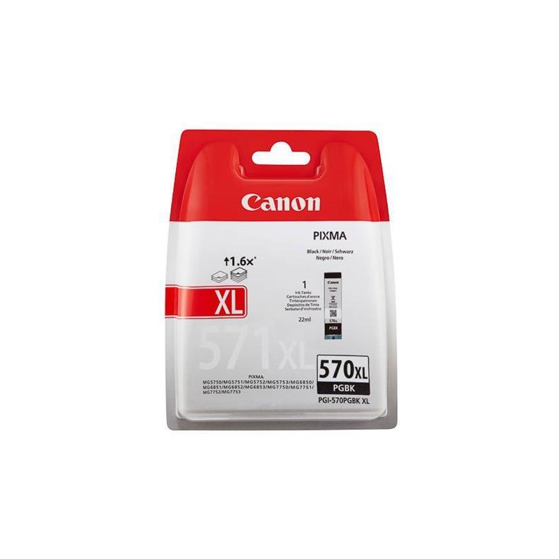 Cartus Cerneala Original Canon Black, PGI-570XLB, pentru MG5750|5751|6850|6851|7750|7751|7752|TS5050|6050|8050|9050, 22ml, (timb