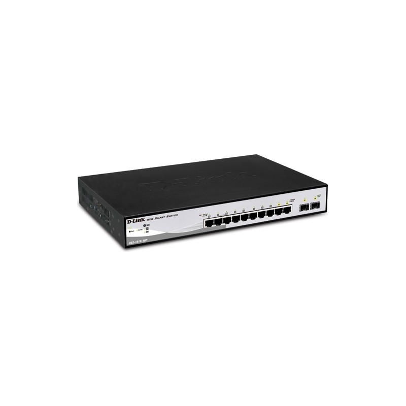 SWITCH PoE D-LINK Smart  8 porturi Gigabit (8 PoE) + 2 porturi SFP, IEEE 802.3af/at, carcasa metalica, "DGS-1210-10P" (timbru ve