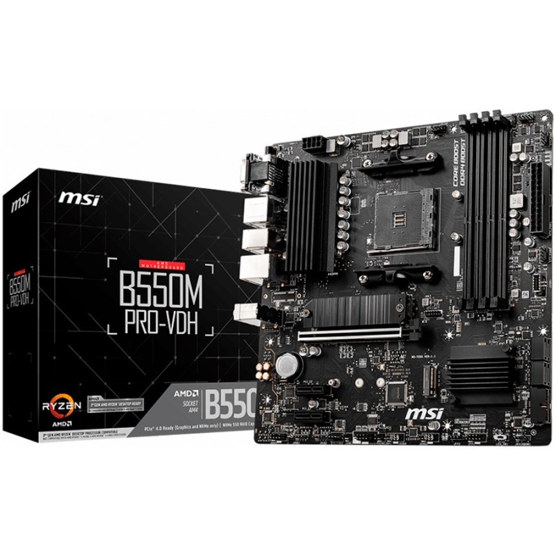 PLACA de BAZA MSI "B550M PRO-VDH", skt AM4, mATX, AMD B550, 4 x DDR4, max. 128 GB, 4 x SATA, 2 x M.2, 7.1, "B550M_PRO-VDH"
