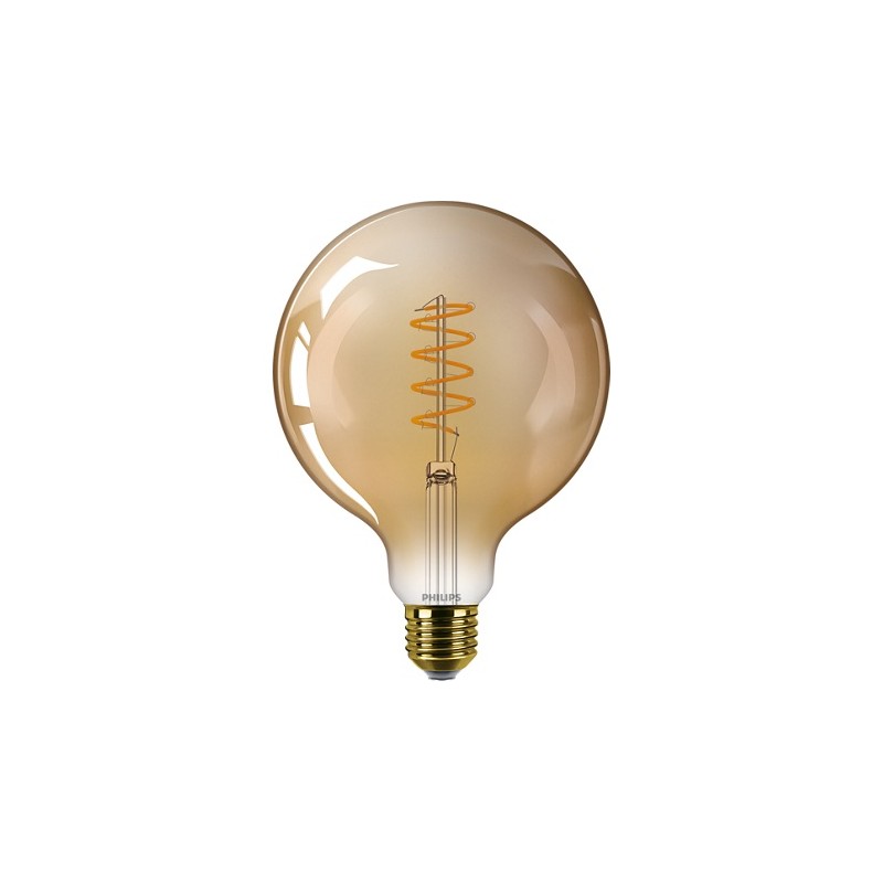BEC LED Philips, soclu E27, putere 7.3W, forma sferic, lumina flacara, alimentare 220 - 240 V, "000008719514337831" (timbru verd