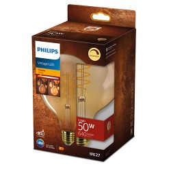 BEC LED Philips, soclu E27, putere 7.3W, forma sferic, lumina flacara, alimentare 220 - 240 V, "000008719514337831" (timbru verd