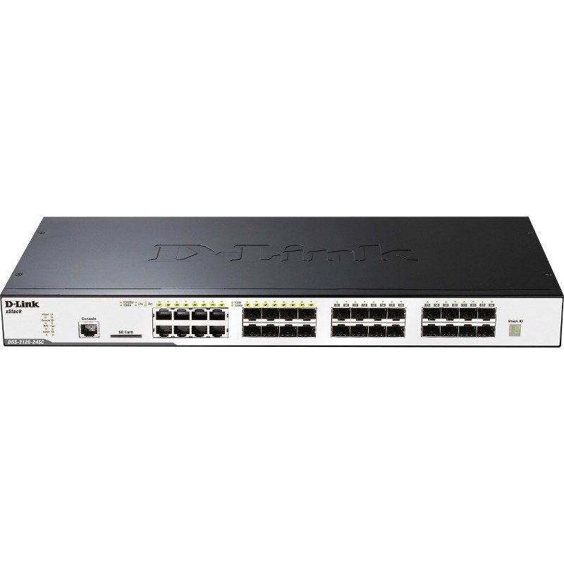 SWITCH D-LINK L2 cu management 16 porturi SFP + 8 porturi Combo SFP, carcasa metalica, rackabil, "DGS-3120-24SC"(timbru verde 2 