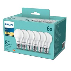 SET 3 becuri LED Philips, soclu E27, putere 8W, forma clasic, lumina alb calda, alimentare 220 - 240 V, "000008718699775490" (ti