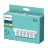SET 6 becuri LED Philips, soclu GU10, putere 4.7W, forma plat, lumina alb calda, alimentare 220 - 240 V, "000008719514394032" (t