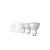 SET 3 becuri smart LED Philips, soclu GU10, putere 5W, forma plat, lumina multicolora, alimentare 220 - 240 V, "0000087195143401