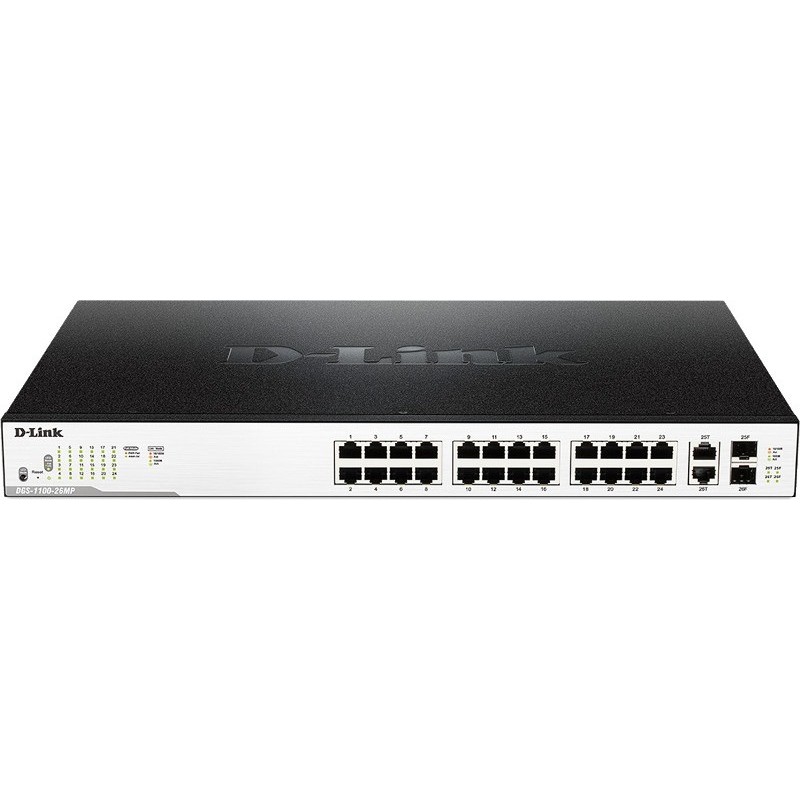 SWITCH PoE D-LINK Smart 24 porturi Gigabit (24 PoE) + 2 porturi combo SFP, IEEE 802.3af/at, carcasa metalica, rackabil, "DGS-110