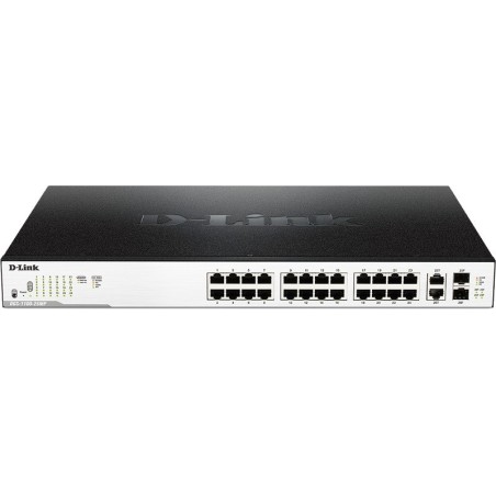 SWITCH PoE D-LINK Smart 24 porturi Gigabit (24 PoE) + 2 porturi combo SFP, IEEE 802.3af/at, carcasa metalica, rackabil, "DGS-110