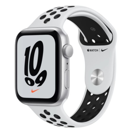 SMARTWATCH Apple Watch Nike SE (v2) GPS, 44mm Silver Aluminium Case with Pure Platinum/Black Nike Sport Band "mkq73wb/a"  (timbr