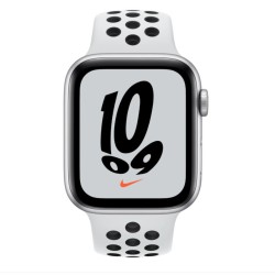 SMARTWATCH Apple Watch Nike SE (v2) GPS, 44mm Silver Aluminium Case with Pure Platinum/Black Nike Sport Band "mkq73wb/a"  (timbr