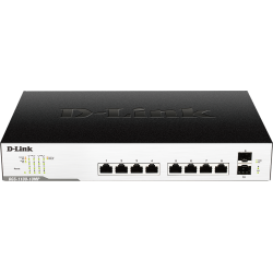 SWITCH PoE D-LINK Smart  8 porturi Gigabit (8 PoE) + 2 porturi SFP, IEEE 802.3af/at, carcasa metalica, rackabil "DGS-1100-10MP"(