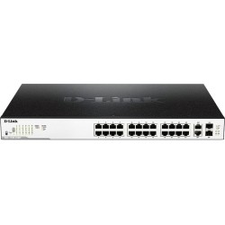 SWITCH PoE D-LINK Smart 24 porturi Gigabit (24 PoE) + 2 porturi combo SFP, IEEE 802.3af/at, carcasa metalica, rackabil, "DGS-110