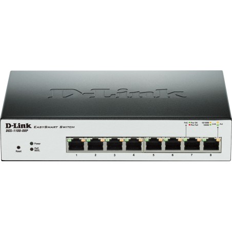 SWITCH PoE D-LINK Smart  8 porturi  Gigabit (8 PoE) + 2 porturi SFP, IEEE 802.3af/at, carcasa metalica, rackabil, "DGS-1210-08P"