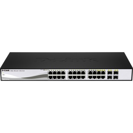 SWITCH PoE D-LINK Smart 24 porturi Gigabit (24 PoE) +  4 porturi combo SFP, IEEE 802.3af/at, carcasa metalica, rackabil, "DGS-12