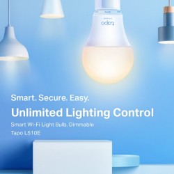 BEC LED wireless TP-LINK, 800lm, 8.7W, E27, se conecteaza la router Wi-Fi, intensitate reglabila, control prin smartphone cu apl