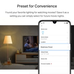 BEC LED wireless TP-LINK, 800lm, 8.7W, E27, se conecteaza la router Wi-Fi, intensitate reglabila, control prin smartphone cu apl