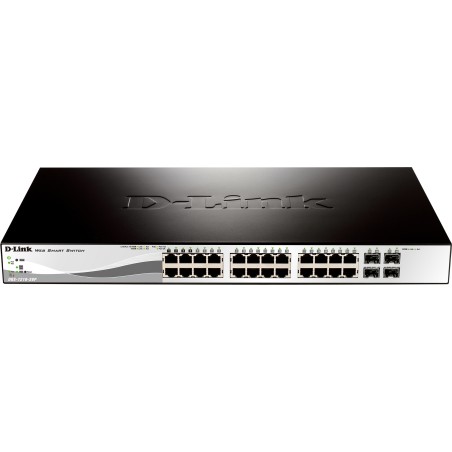 SWITCH PoE D-LINK Smart 24 porturi Gigabit (24 PoE) +  4 porturi combo SFP, IEEE 802.3af/at, carcasa metalica. "DGS-1210-28P"(ti