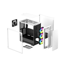 CARCASA DEEPCOOL, Middle Tower, E-ATX, "CK560 WH", fara sursa, sticla securizata, 3 x 120mm RGB fan, 1 x 140mm black fan , USB 3