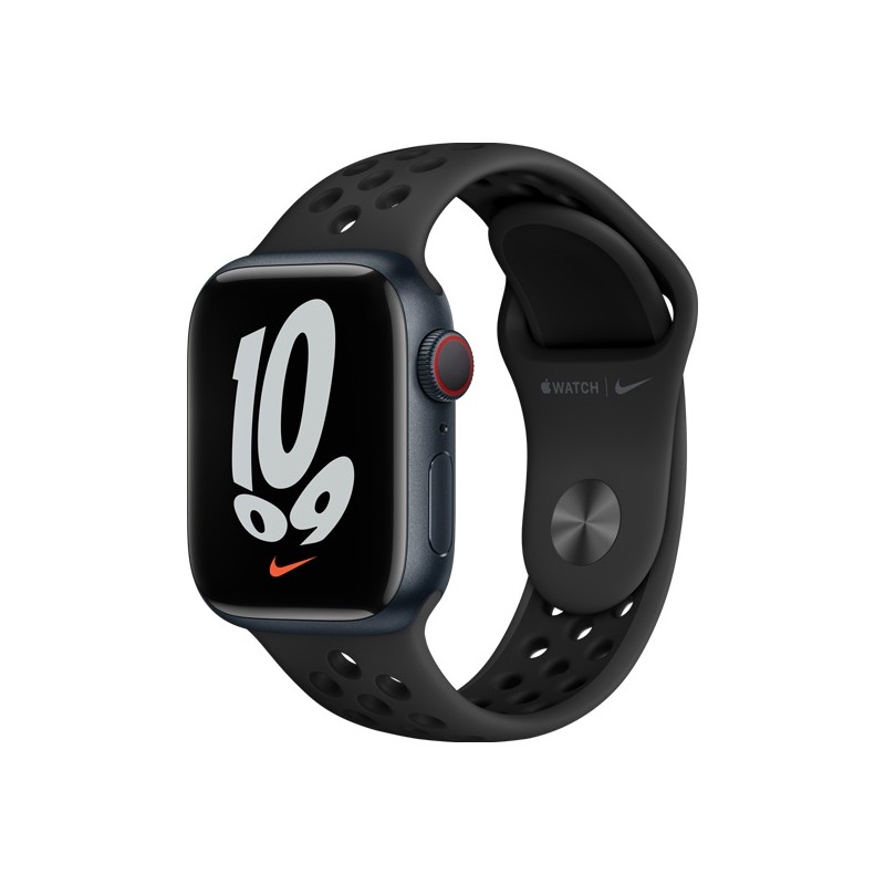 SMARTWATCH Apple Watch Nike S7 GPS, 45mm Midnight Aluminium Case with Anthracite/Black Nike Sport Band "mknc3wb/a"  (timbru verd