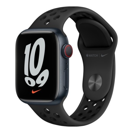 SMARTWATCH Apple Watch Nike S7 GPS, 45mm Midnight Aluminium Case with Anthracite/Black Nike Sport Band "mknc3wb/a"  (timbru verd