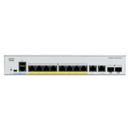 SWITCH. PoE CISCO, "Catalyst 1000"port Gigabit x 8, SFP SFP x 2, managed, rackabil, carcasa metalica, "C1000-8P-2G-L" (timbru ve