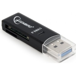 CARD READER extern GEMBIRD, interfata USB 3.0, citeste/scrie: SD, micro SD; plastic, black "UHB-CR3-01" (timbru verde 0.18 lei)