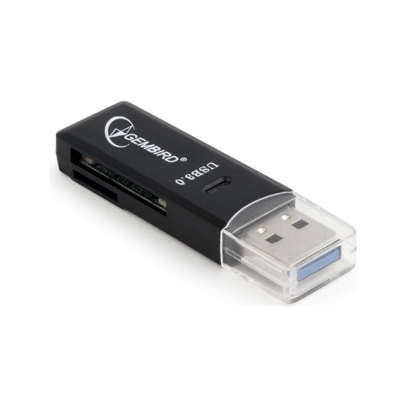 CARD READER extern GEMBIRD, interfata USB 3.0, citeste/scrie: SD, micro SD; plastic, black "UHB-CR3-01" (timbru verde 0.18 lei)