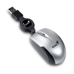 MOUSE Genius, "Micro Traveler V2", PC sau NB, cu fir, USB, optic, 1200 dpi, butoane/scroll 3/1, , gri, "31010125102" (timbru ver
