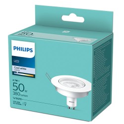 BEC LED Philips, soclu GU10, putere 4.7W, forma spot, lumina alb rece, alimentare 220 - 240 V, "000008718699777999" (timbru verd