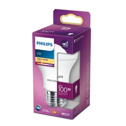 BEC LED Philips, soclu E27, putere 13W, forma oval, lumina alb calda, alimentare 220 - 240 V, "000008718699769765" (timbru verde