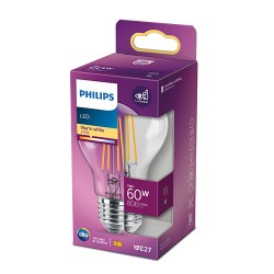 BEC LED Philips, soclu E27, putere 7W, forma clasic, lumina alb calda, alimentare 220 - 240 V, "000008718699777579" (timbru verd