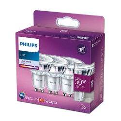 SET 3 becuri LED Philips, soclu GU10, putere 4.6W, forma spot, lumina alb rece, alimentare 220 - 240 V, "000008718699776312" (ti