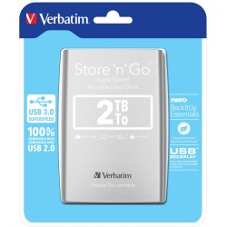 HDD.  Externe Verbatim  SNGO USB 3.0 HDD 2TB SIL, "53189"  (timbru verde 0.8 lei)