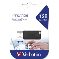 MEMORII USB Verbatim 2.0 PINSTRIPE 128GB BLACK, "49071" (timbru verde 0.03 lei)