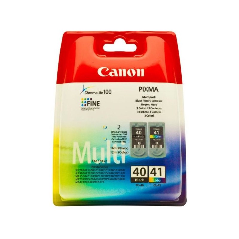 Combo-Pack  Original Canon Black/Color, PG-40/CL-41, pentru Pixma IP1200|IP1300|IP1600|IP1700|IP1800|IP1900|IP2200|IP2500|IP2600