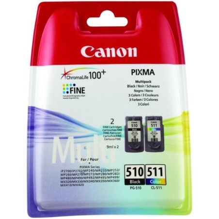 Combo-Pack  Original Canon Black/Color, PG-510/CL-511, pentru Pixma IP2700|MP230|MP240|MP250|MP260|MP270|MP280|MP282|MP480|MP490