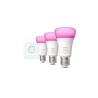 SET 3 becuri smart LED Philips, soclu E27, putere 9 W, forma oval, lumina multicolora, alimentare 220 - 240 V, "0000087195142915