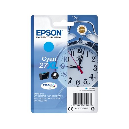 Cartus Cerneala Original Epson Cyan, T27124012, pentru WorkForce WF-7110|WF-7610,  incl.TV 0.11 RON, "C13T27124012"(RAPO)