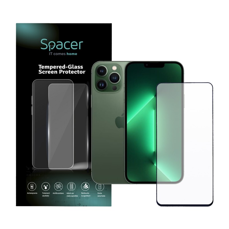 FOLIE STICLA  Spacer pentru Iphone 13 Pro Max, grosime 0.3mm, acoperire totala ecran, strat special anti-ulei si anti-amprenta, 
