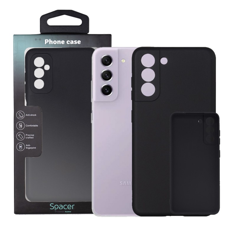 Husa Samsung Galaxy S21 FE Spacer, negru, grosime 1.5mm, material flexibil TPU "SPPC-SM-GX-S21FE-TPU"