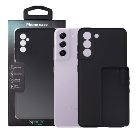 Husa Samsung Galaxy S21 FE Spacer, negru, grosime 1.5mm, material flexibil TPU "SPPC-SM-GX-S21FE-TPU"