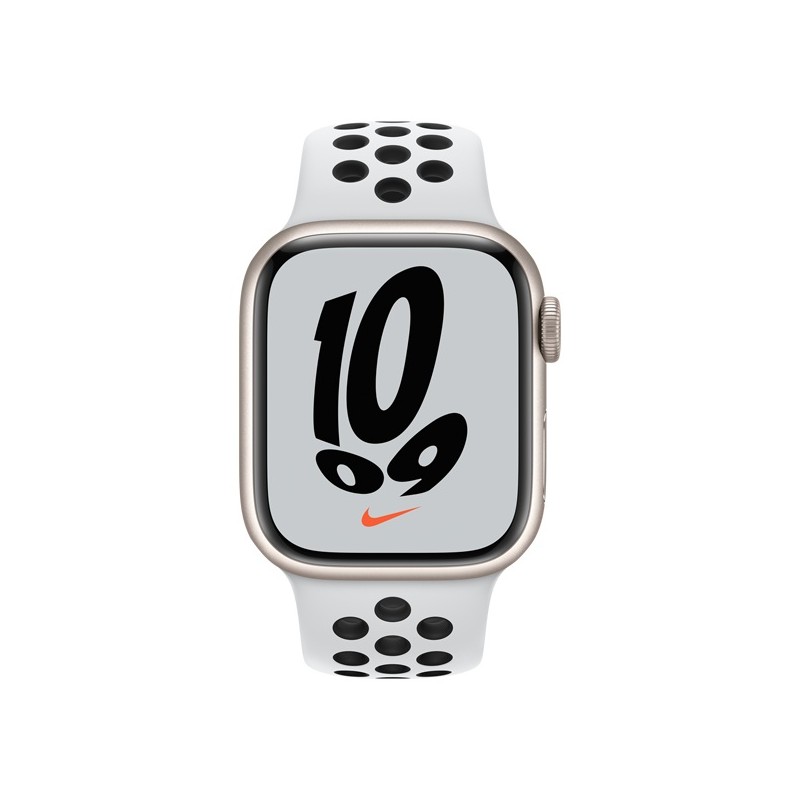 SMARTWATCH Apple Watch Nike S7 GPS, 41mm  Starlight Aluminium Case with Pure Platinum/Black Nike Sport Band "mkn33wb/a" (include