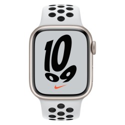 SMARTWATCH Apple Watch Nike S7 GPS, 41mm  Starlight Aluminium Case with Pure Platinum/Black Nike Sport Band "mkn33wb/a" (include