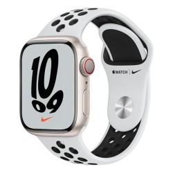 SMARTWATCH Apple Watch Nike S7 GPS, 41mm  Starlight Aluminium Case with Pure Platinum/Black Nike Sport Band "mkn33wb/a" (include