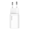 INCARCATOR retea Baseus Super Si, Quick Charge 25W, 1 x USB Type-C 5V/3A, alb "CCSP020102" (timbru verde 0.18 lei) - 69321726037