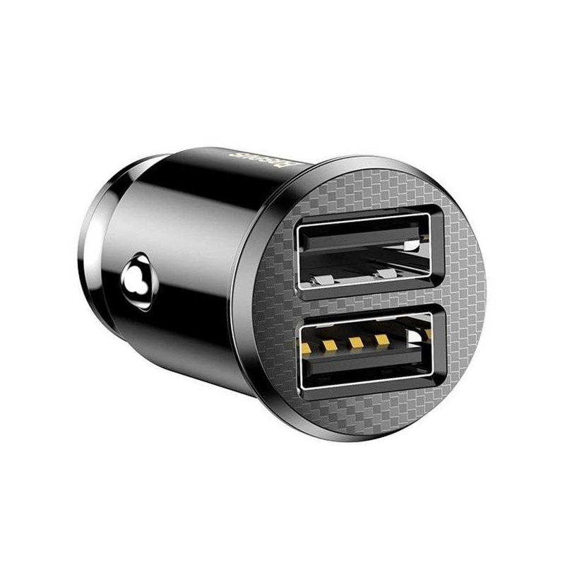 INCARCATOR auto Baseus Grain, 2 x USB Output 5V/3.1A, 15W total ambele porturi, pt. bricheta auto, negru "CCALL-ML01" (timbru ve