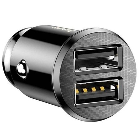 INCARCATOR auto Baseus Grain, 2 x USB Output 5V/3.1A, 15W total ambele porturi, pt. bricheta auto, negru "CCALL-ML01" (timbru ve