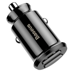 INCARCATOR auto Baseus Grain, 2 x USB Output 5V/3.1A, 15W total ambele porturi, pt. bricheta auto, negru "CCALL-ML01" (timbru ve