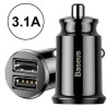INCARCATOR auto Baseus Grain, 2 x USB Output 5V/3.1A, 15W total ambele porturi, pt. bricheta auto, negru "CCALL-ML01" (timbru ve